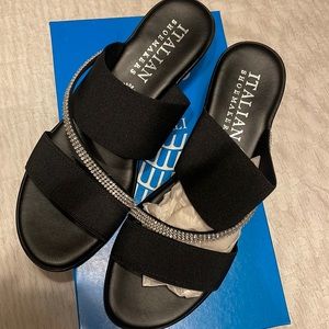 Black and rhinestone sandals